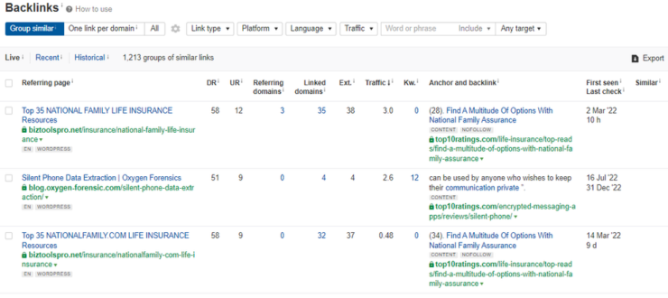 backlink profile