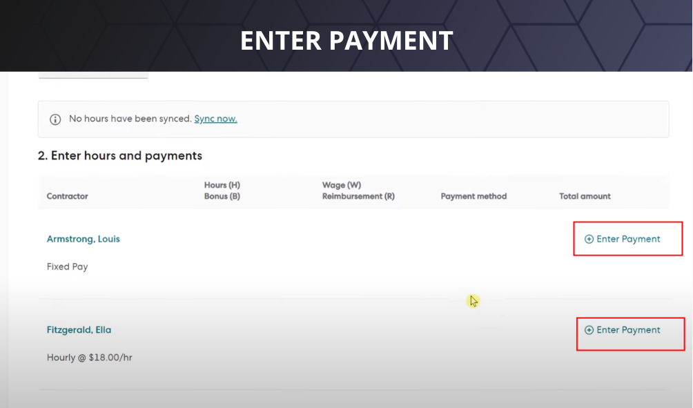Enter the payment 