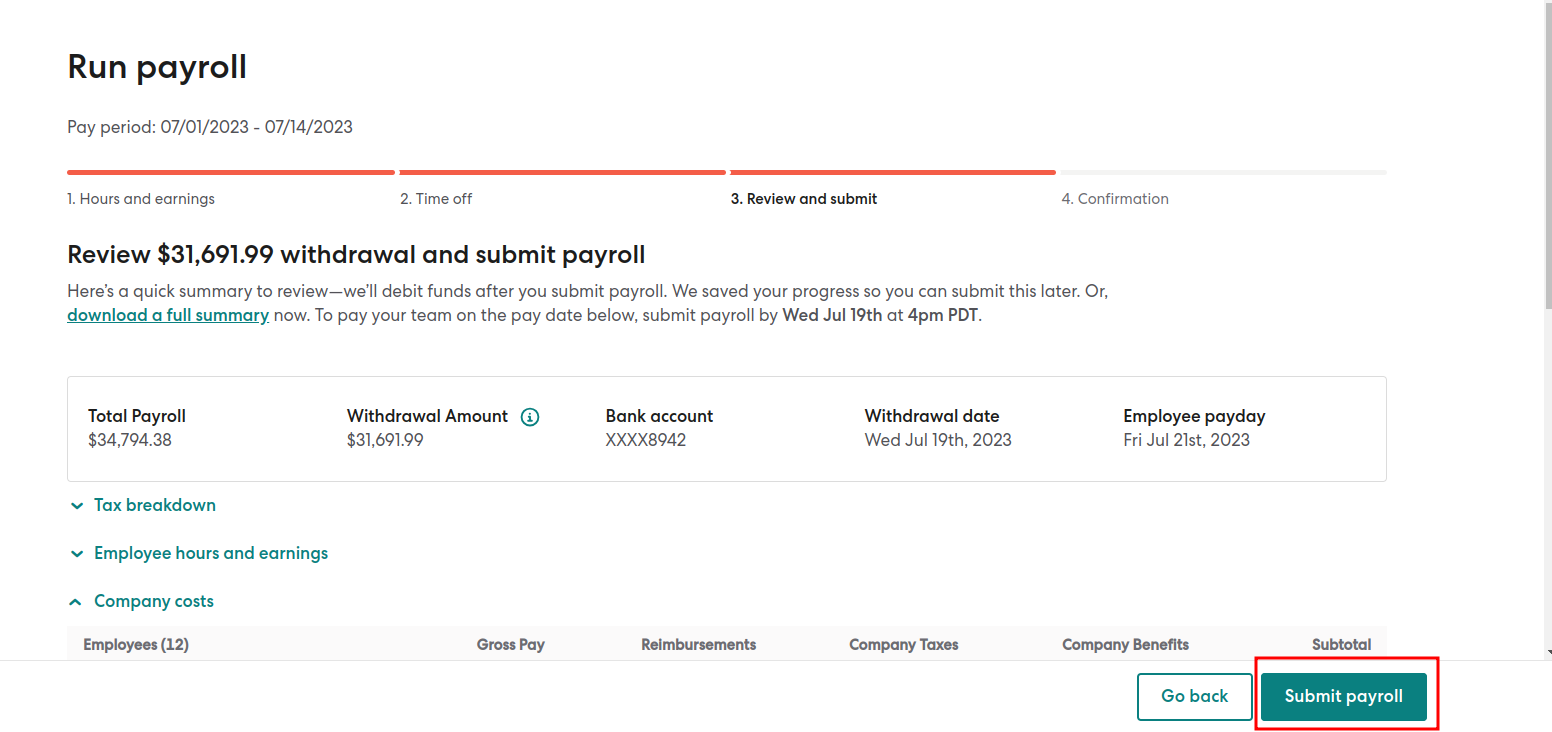 Run Payroll Gusto