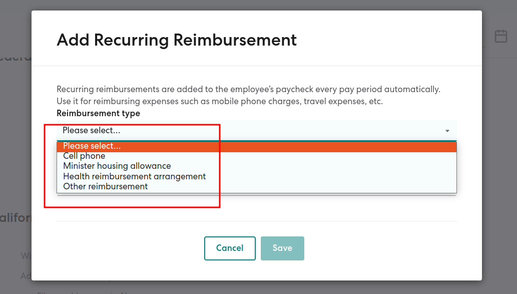 Add Recurring Rembusement