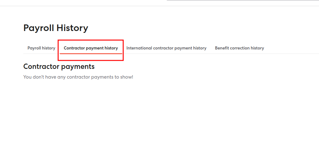 Contractor payment History 