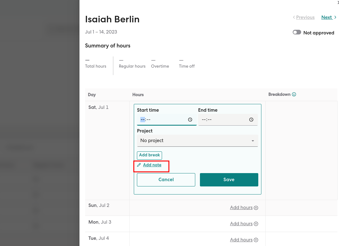 Add Notes in Gusto payroll