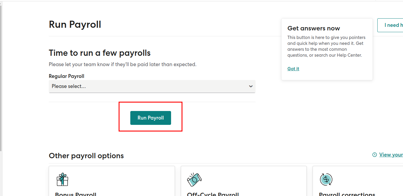 Run regular payroll