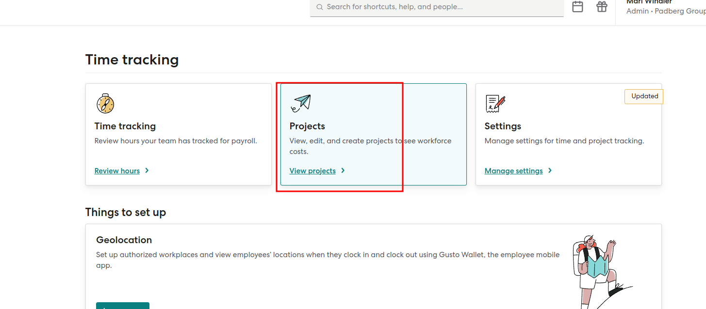 Track Projects in Gusto payroll