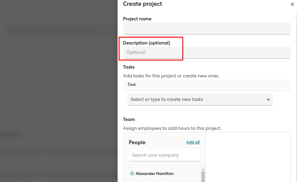 Enter description in payroll tab