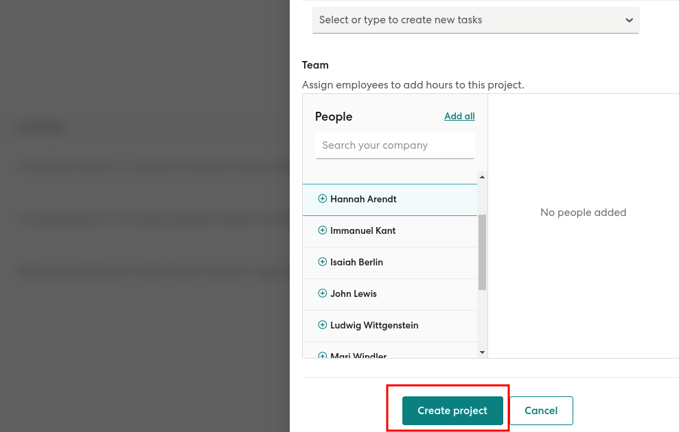 Create new project